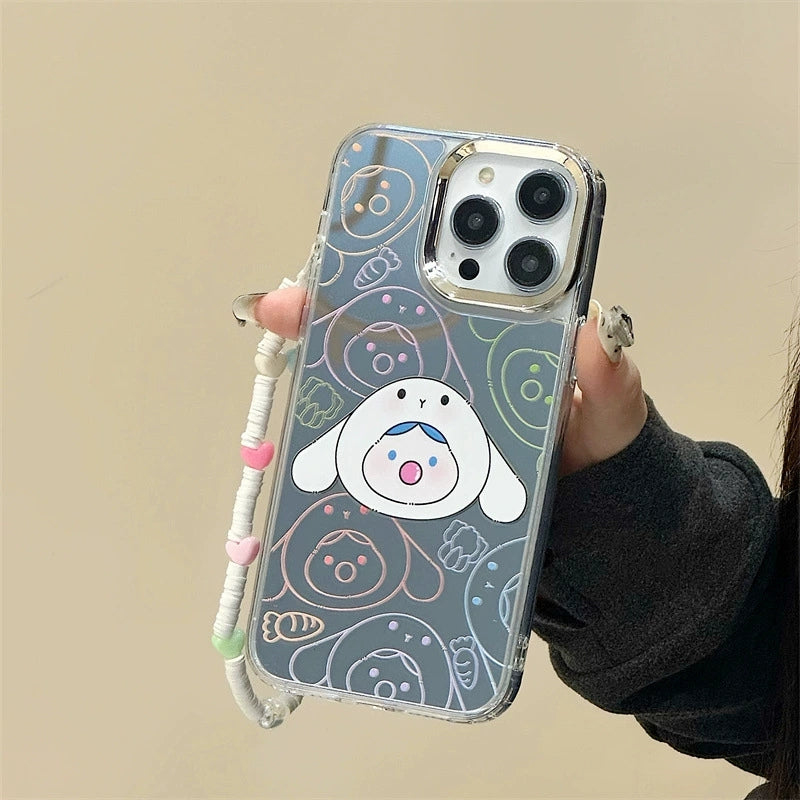 Dinos。 鏡面 iPhone 保護殼三合一加手機鏈