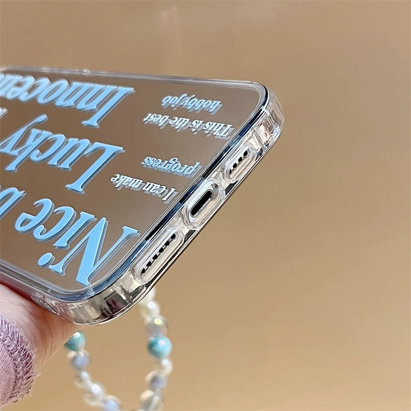 Dinos。 鏡面 iPhone 保護殼三合一加手機鏈