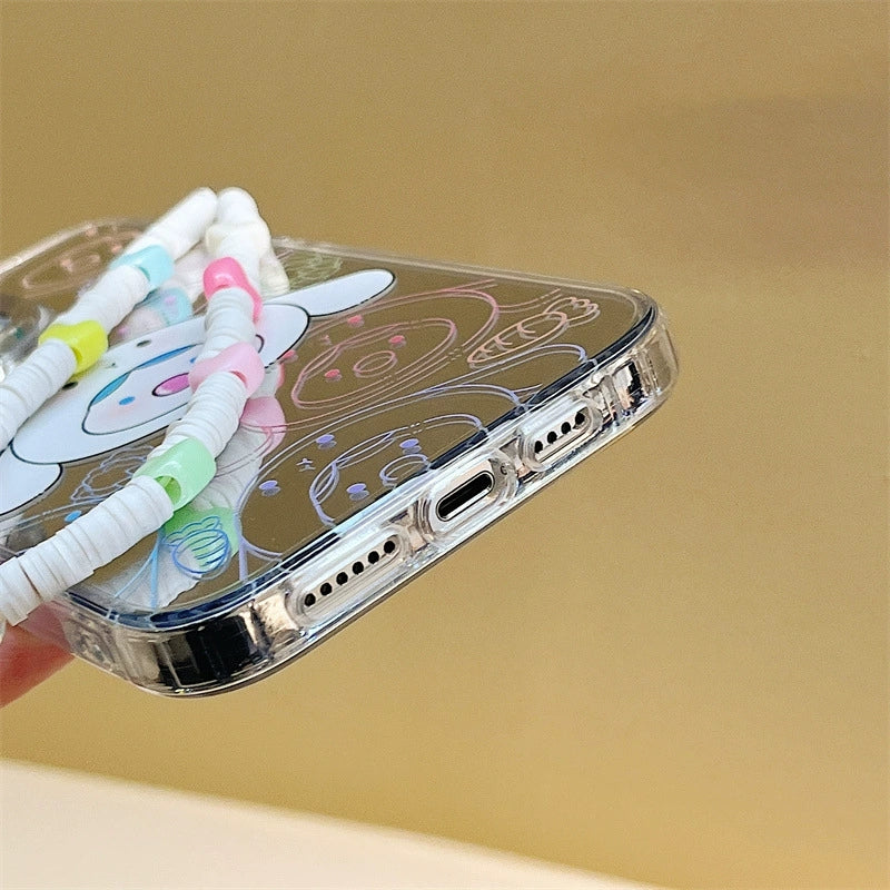 Dinos。 鏡面 iPhone 保護殼三合一加手機鏈