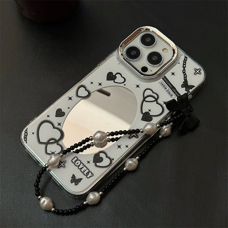 Dinos。 鏡面 iPhone 保護殼三合一加手機鏈