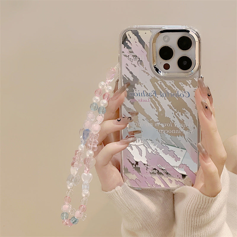 Dinos。 鏡面 iPhone 保護殼三合一加手機鏈