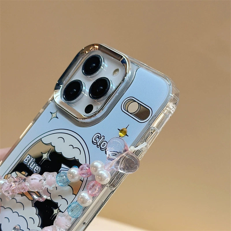 Dinos。 鏡面 iPhone 保護殼三合一加手機鏈
