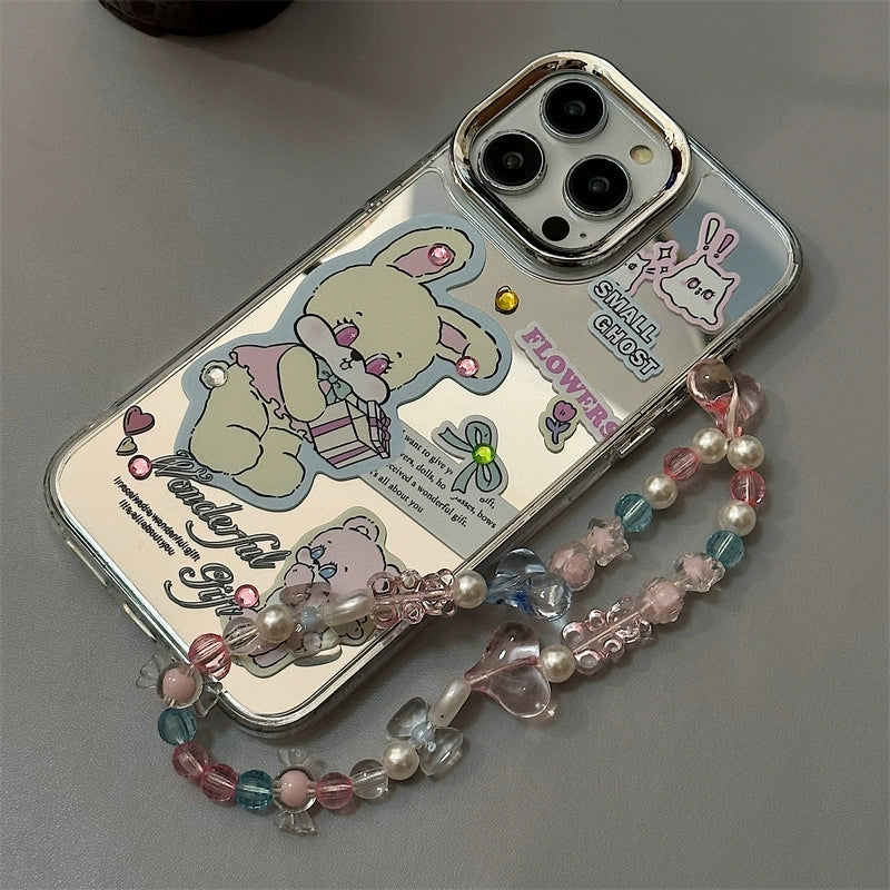 Dinos。 鏡面 iPhone 保護殼三合一加手機鏈