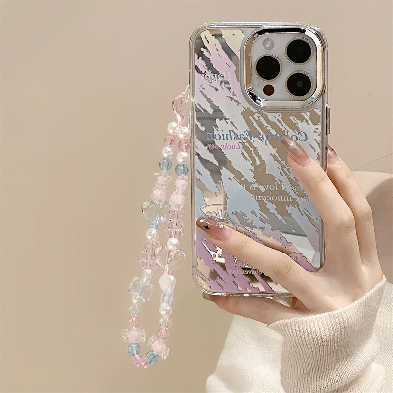 Dinos。 鏡面 iPhone 保護殼三合一加手機鏈