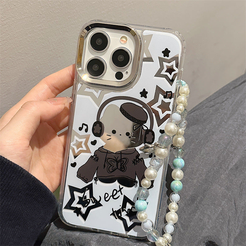 Dinos。 鏡面 iPhone 保護殼三合一加手機鏈