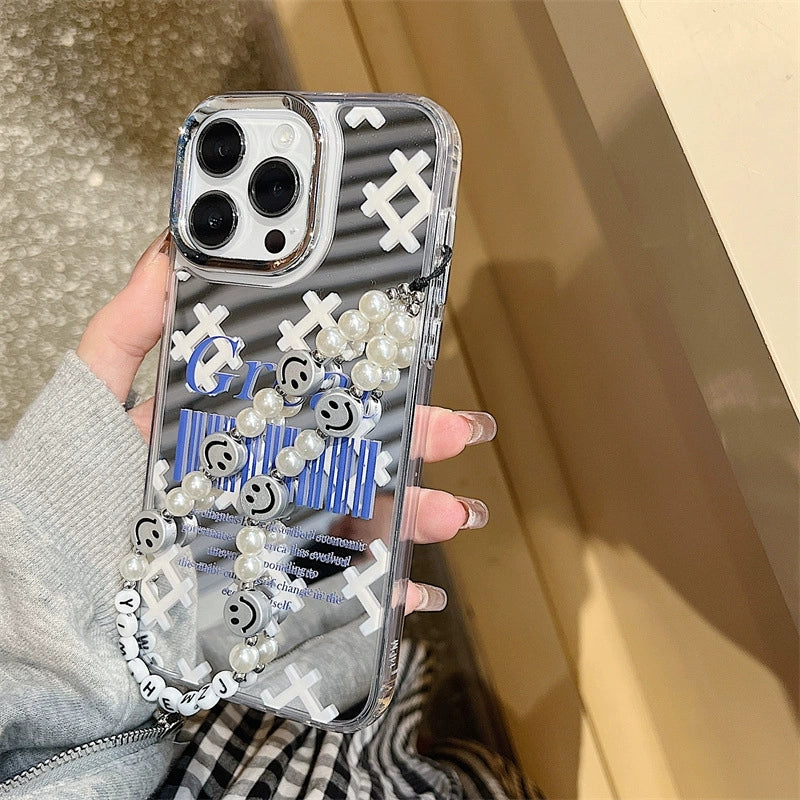 Dinos。 鏡面 iPhone 保護殼三合一加手機鏈