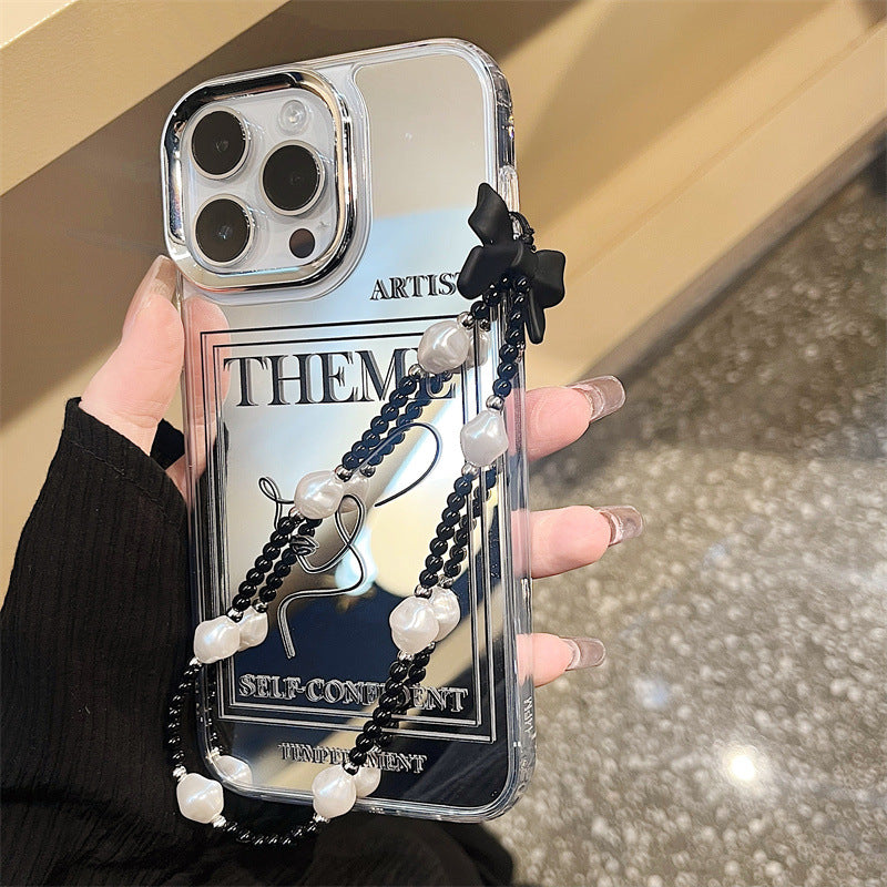 Dinos。 鏡面 iPhone 保護殼三合一加手機鏈