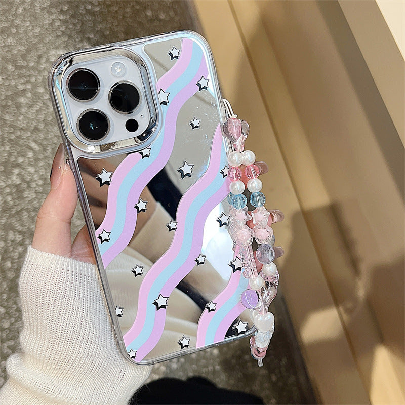 Dinos。 鏡面 iPhone 保護殼三合一加手機鏈