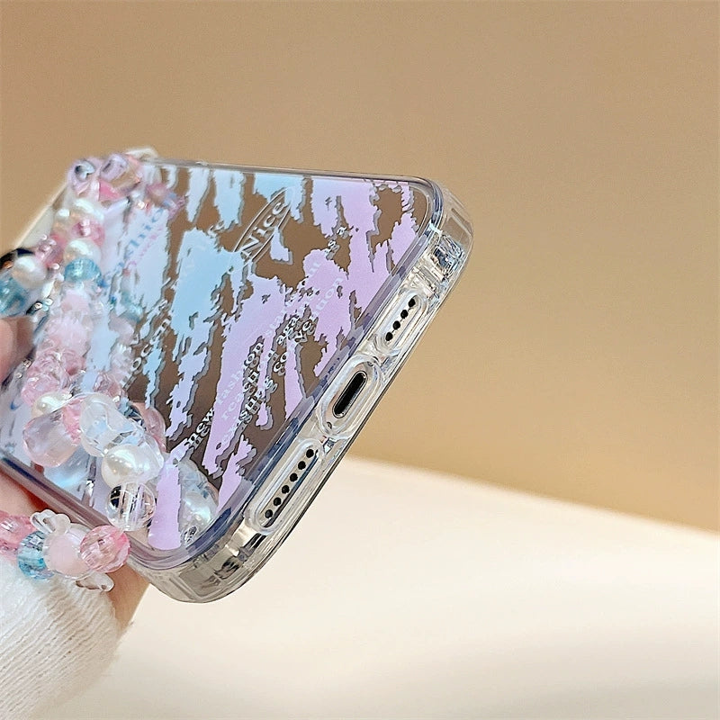 Dinos。 鏡面 iPhone 保護殼三合一加手機鏈