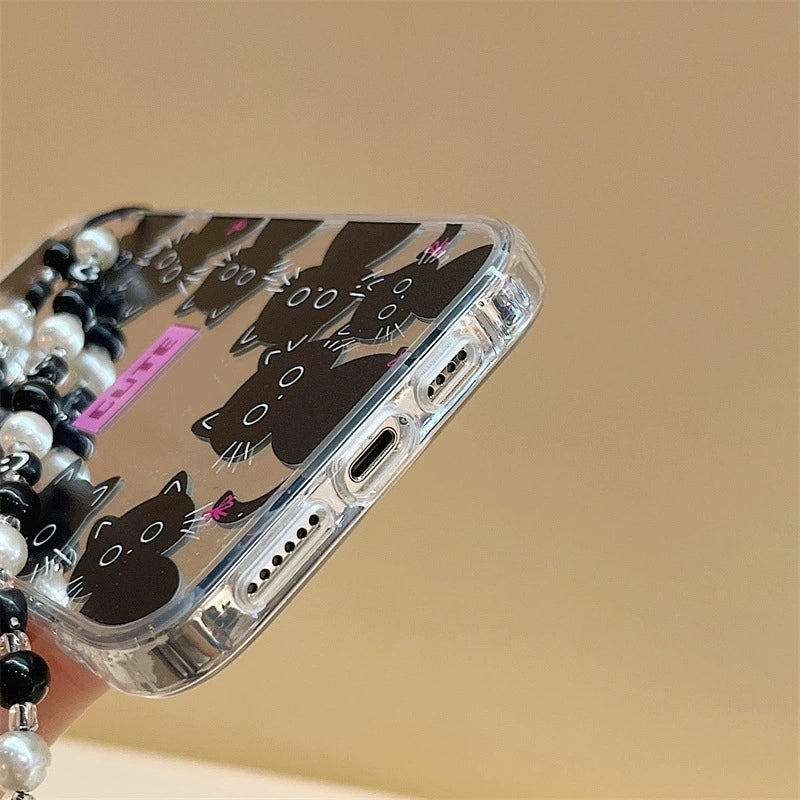 Dinos。iphone卡通手機殼蘋果三合一鏡面加手鍊