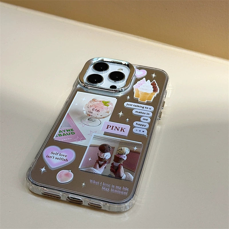 Dinos。 鏡面 iPhone 保護殼三合一加手機鏈