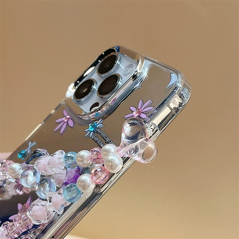 Dinos。 鏡面 iPhone 保護殼三合一加手機鏈