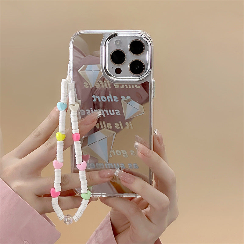 Dinos。 鏡面 iPhone 保護殼三合一加手機鏈