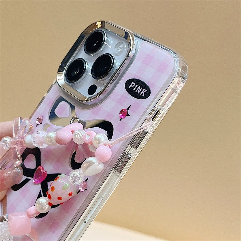 Dinos。 鏡面 iPhone 保護殼加手機鏈