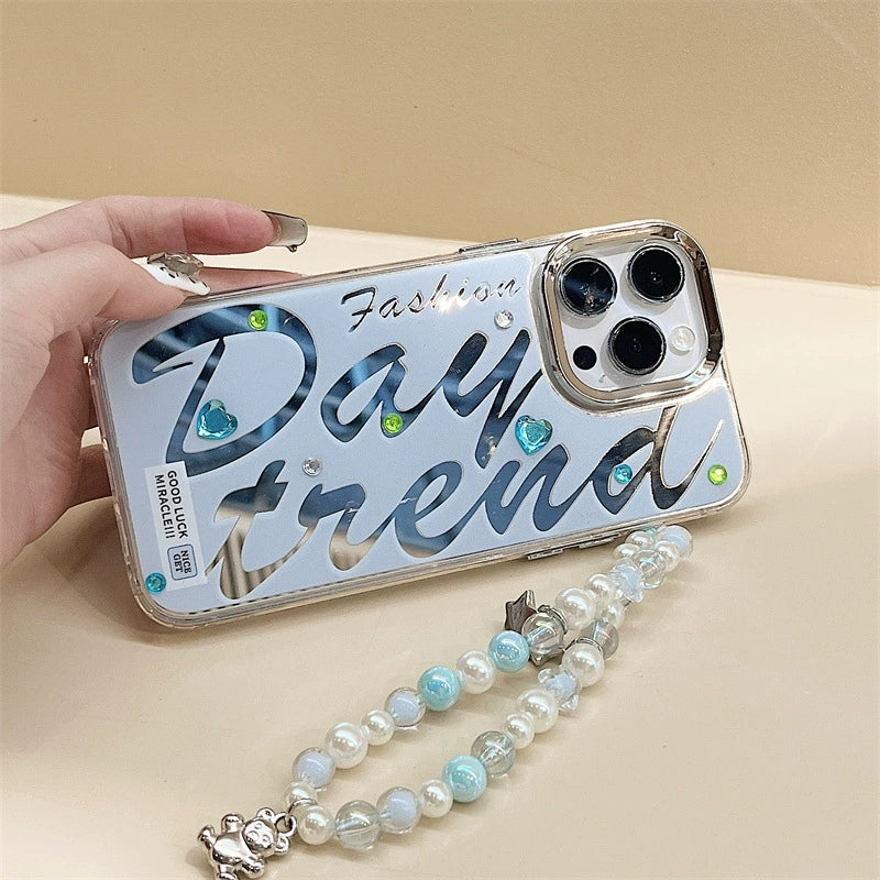 Dinos。 鏡面 iPhone 保護殼三合一加手機鏈
