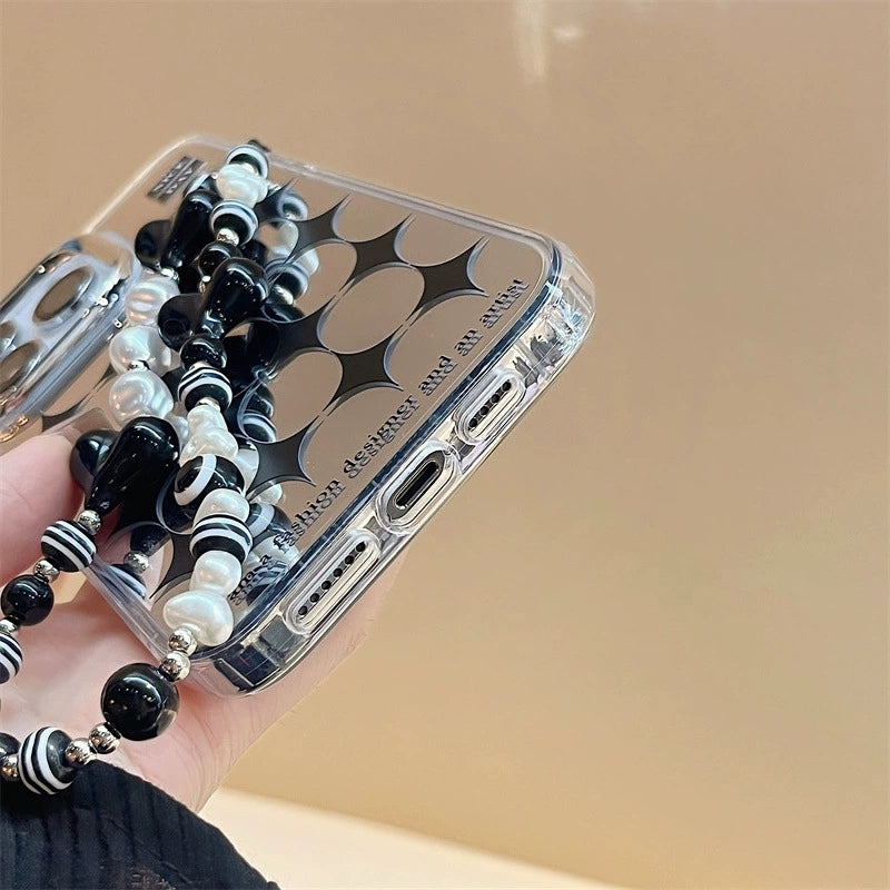 Dinos。 鏡面 iPhone 保護殼三合一加手機鏈