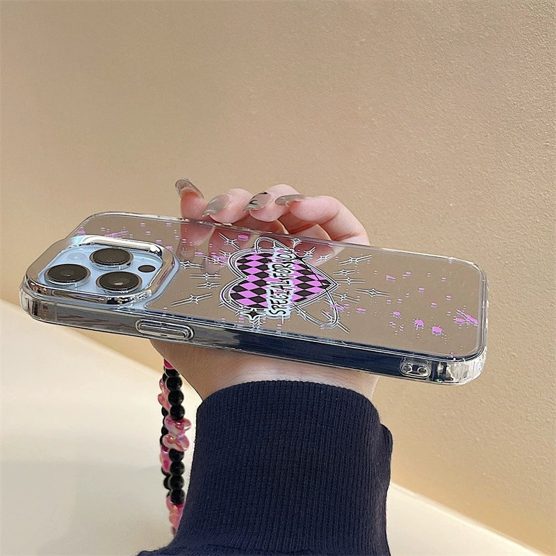 Dinos。 鏡面 iPhone 保護殼三合一加手機鏈