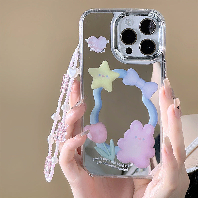 Dinos。 鏡面 iPhone 保護殼三合一加手機鏈