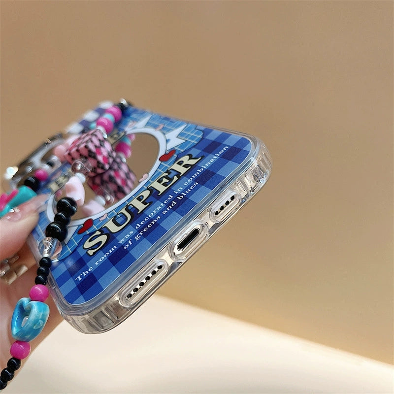 Dinos。 鏡面 iPhone 保護殼三合一加手機鏈