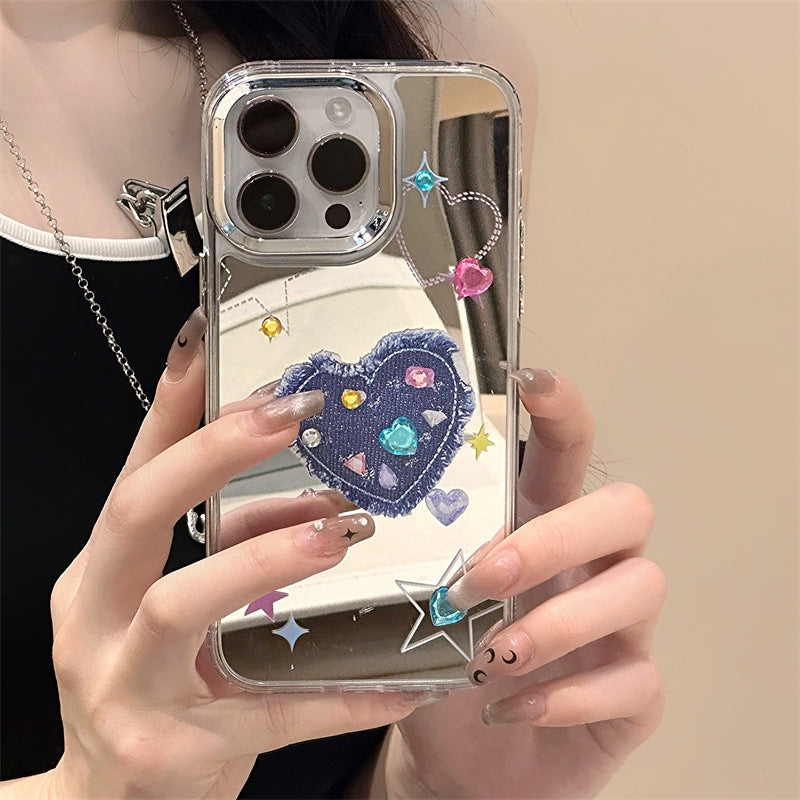 Dinos。愛心iphone手機殼鑽飾三合一鏡面