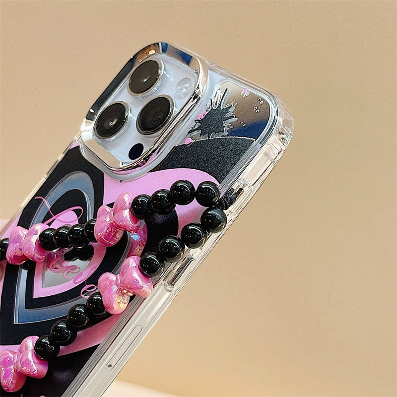 Dinos。iphone手機殼三合一鏡面硅膠手機鏈軟殼