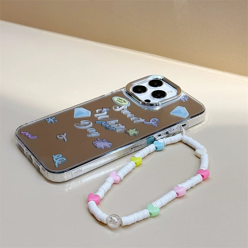Dinos。 鏡面 iPhone 保護殼三合一加手機鏈