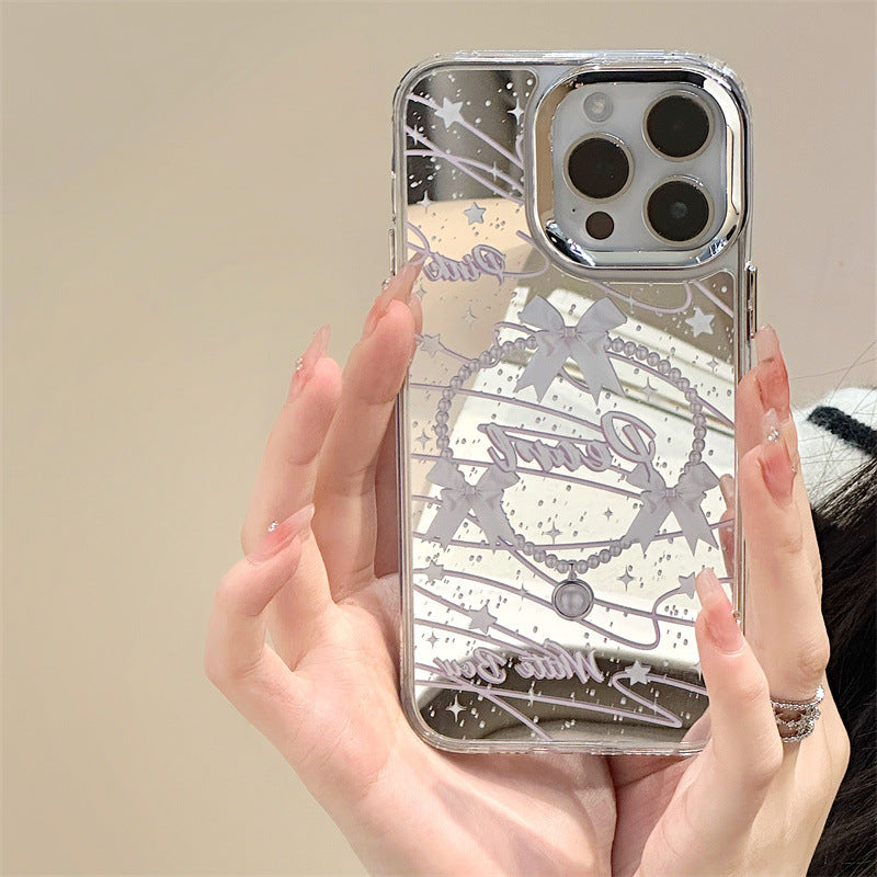 Dinos。 鏡面 iPhone 保護殼三合一加手機鏈