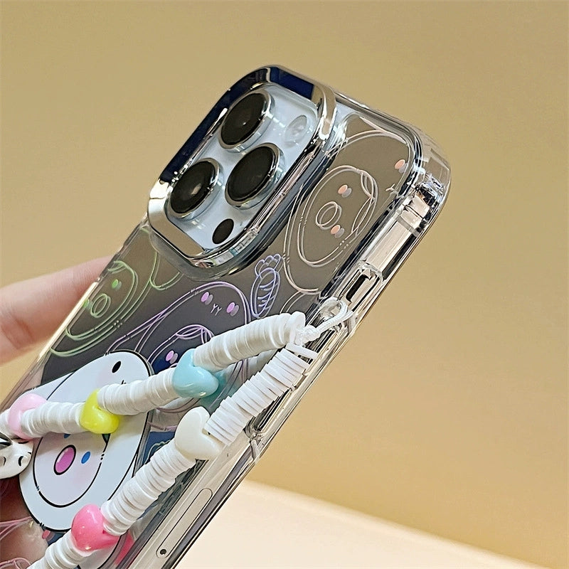 Dinos。 鏡面 iPhone 保護殼三合一加手機鏈
