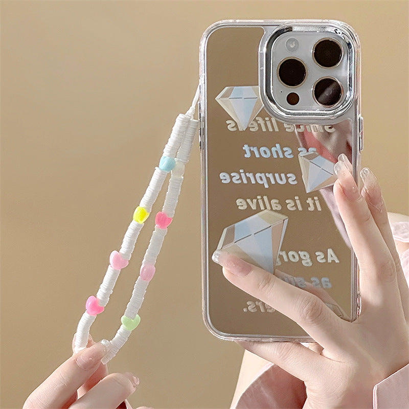Dinos。 鏡面 iPhone 保護殼三合一加手機鏈