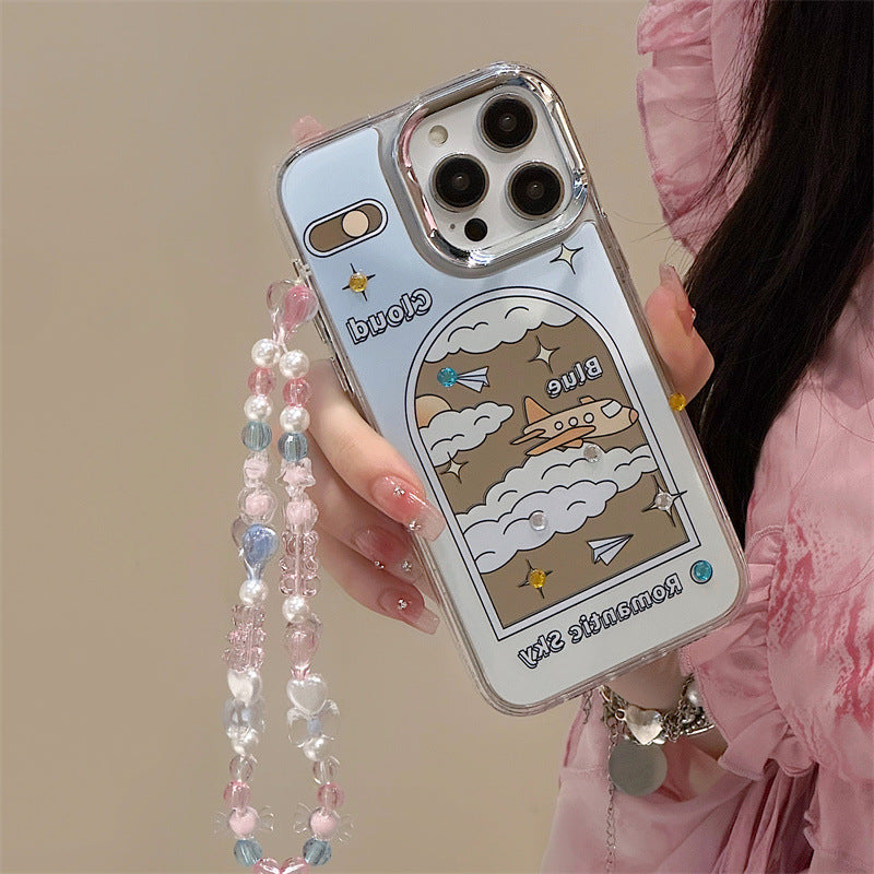 Dinos。 鏡面 iPhone 保護殼三合一加手機鏈