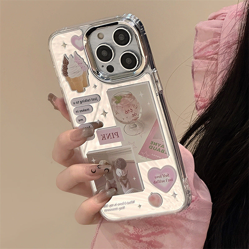 Dinos。 鏡面 iPhone 保護殼三合一加手機鏈