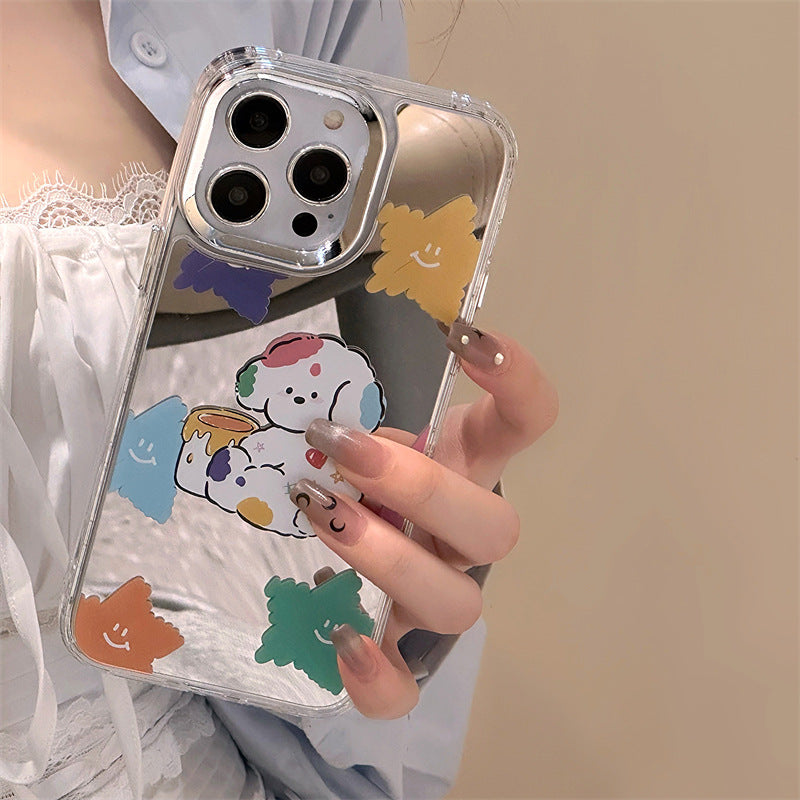 Dinos。iphone卡通硅膠手機殼三合一鏡面加手機鏈