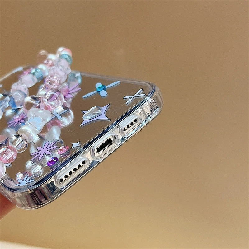 Dinos。 鏡面 iPhone 保護殼三合一加手機鏈